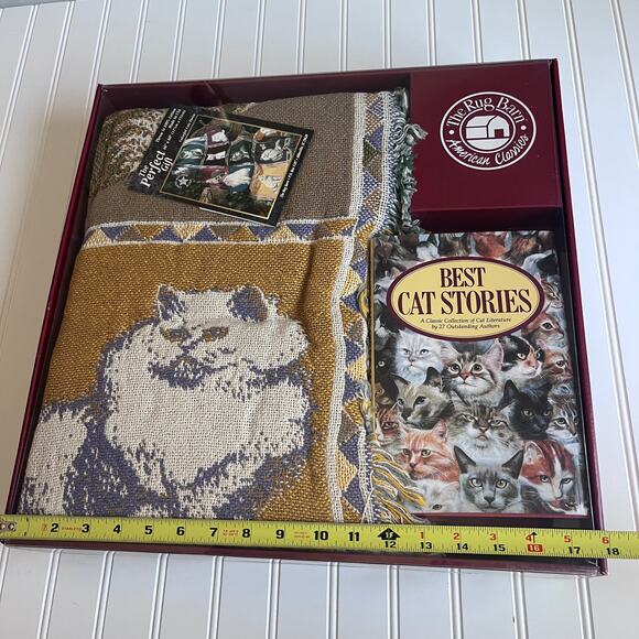 90's Colorful Cats II Gift Set - Cat Tapestry Throw Blanket Afghan The Rug Barn - Picture 9 of 10